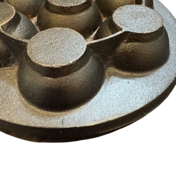 Vintage Cast Iron Aebleskiver Pan 7-Hole Danish Ebelskiver Maker With Handle For - Picture 8 of 8